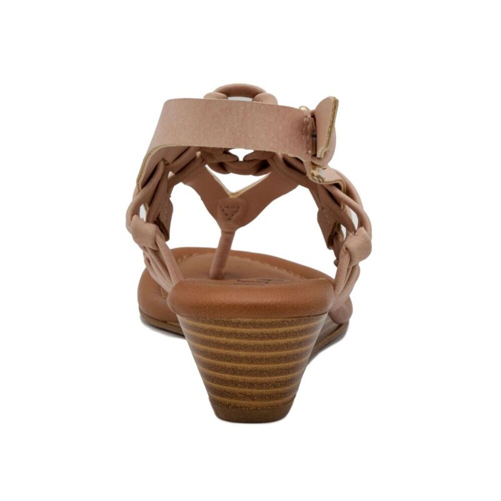SUGAR Womens Pink Woven Demi Wedge Simone Open Toe Wedge Thong Sandals 8 M - Picture 3 of 4